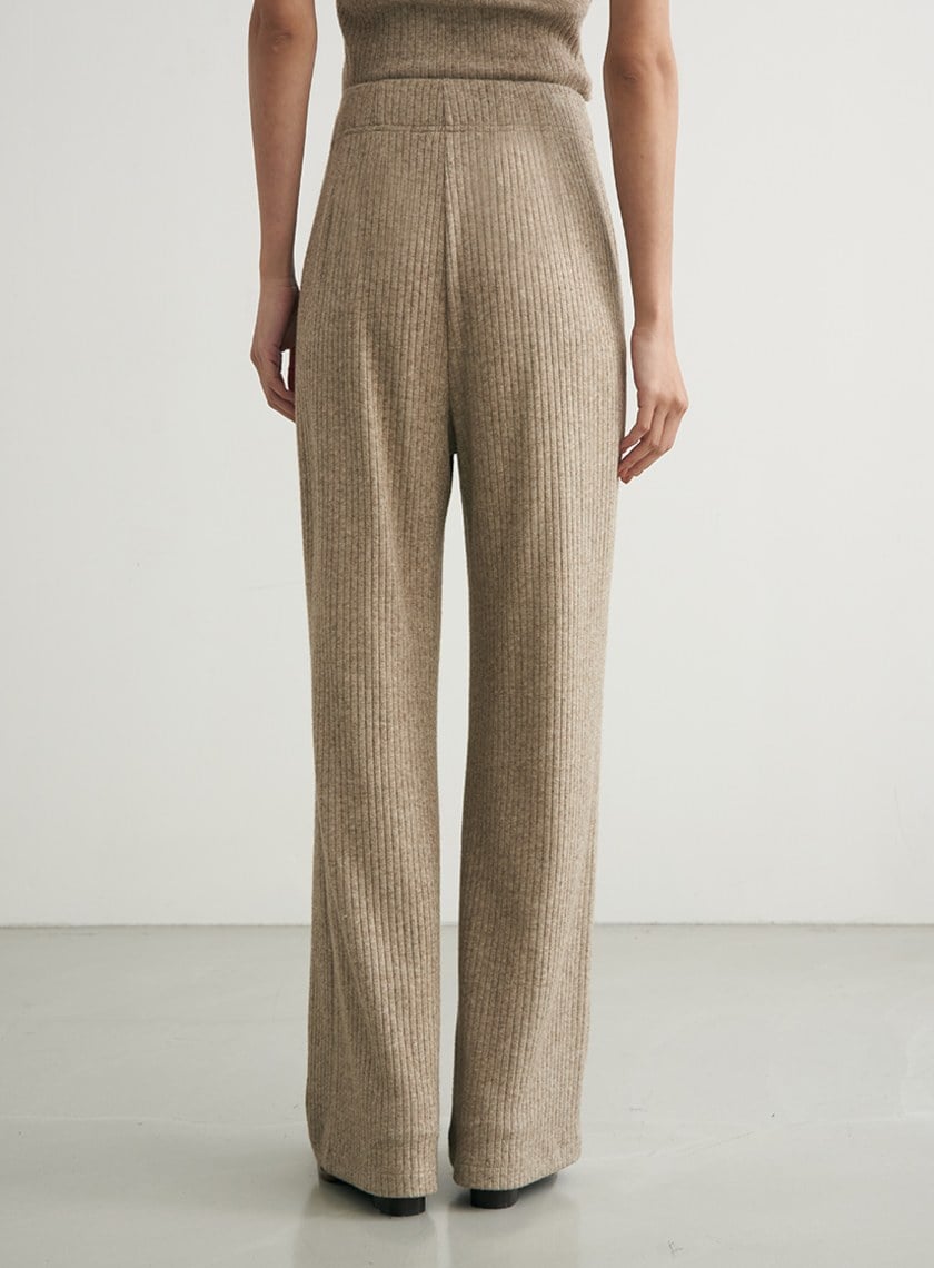 坑條親膚針織長褲